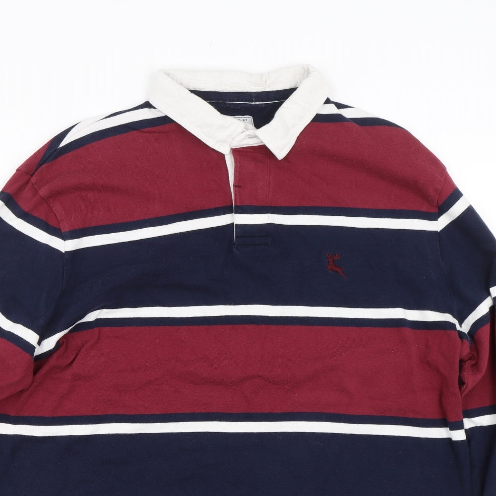 F&F Mens Red Striped   Polo Size L