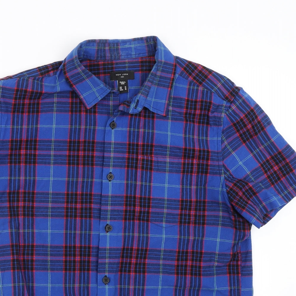 NEXT Mens Blue Check   Button-Up Size M
