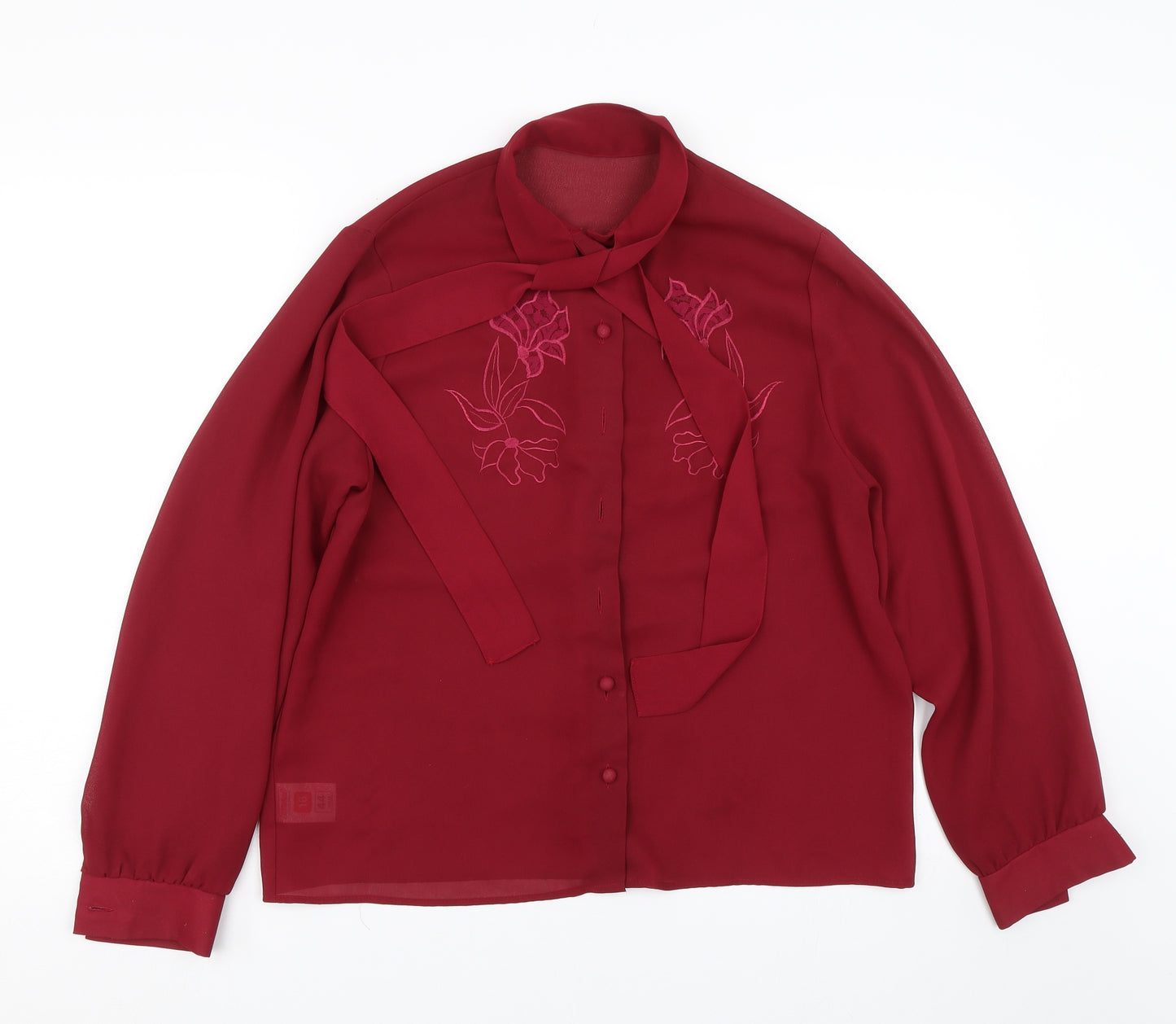 St Michael Womens Red Floral  Basic Blouse Size 16