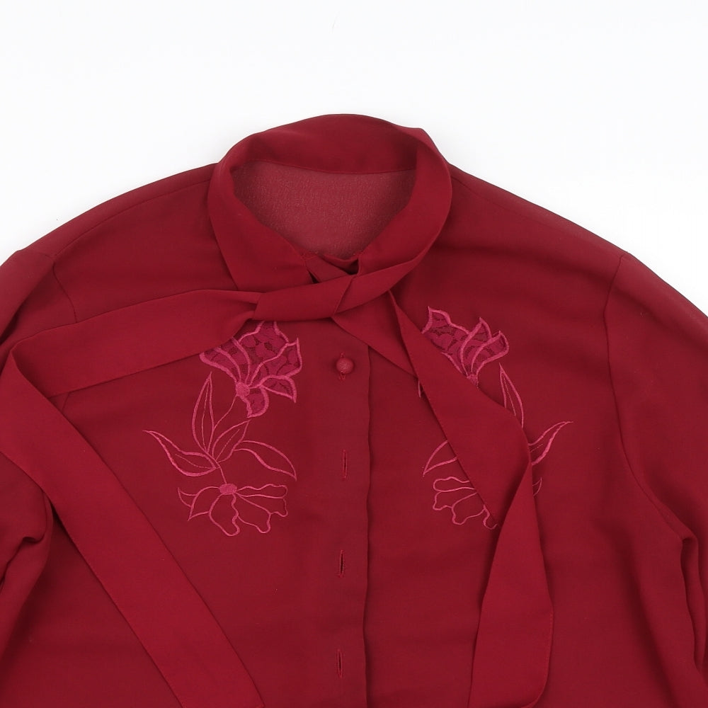 St Michael Womens Red Floral  Basic Blouse Size 16