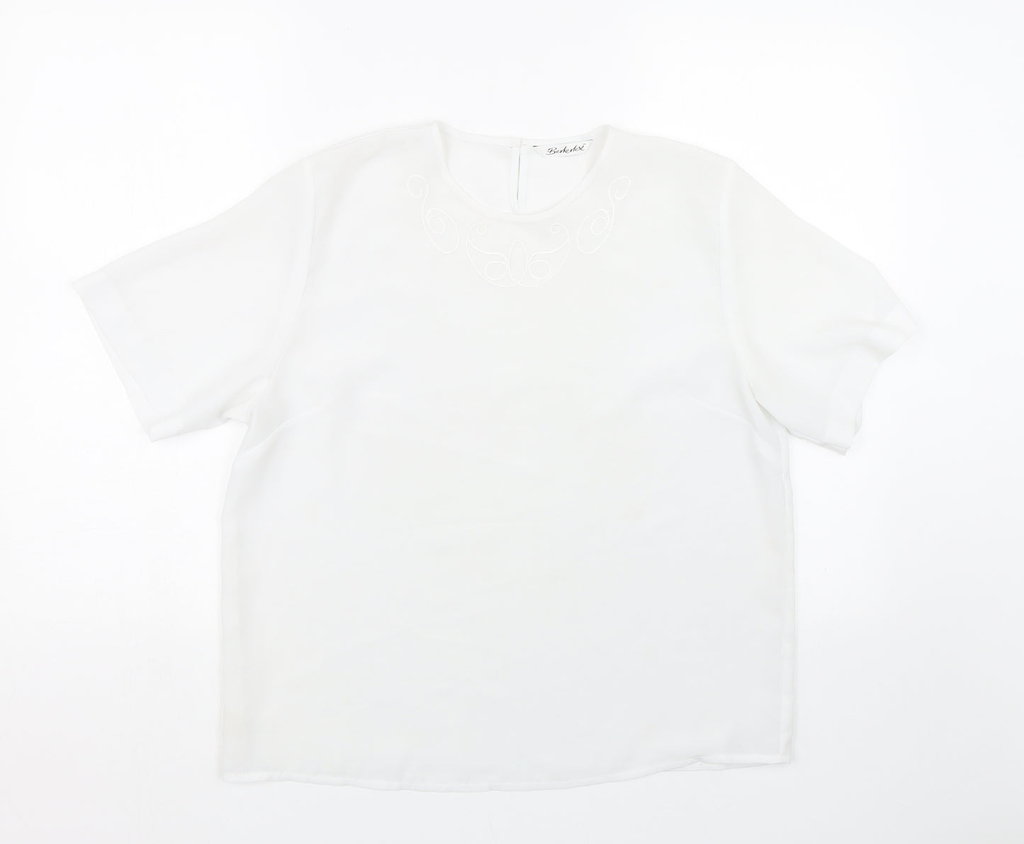Berkertex Womens White Floral  Basic Blouse Size 16