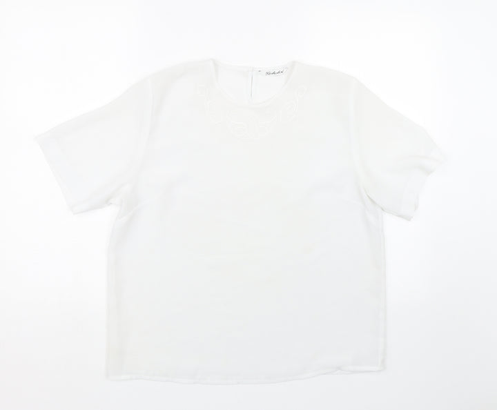 Berkertex Womens White Floral  Basic Blouse Size 16