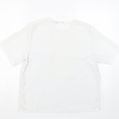Berkertex Womens White Floral  Basic Blouse Size 16