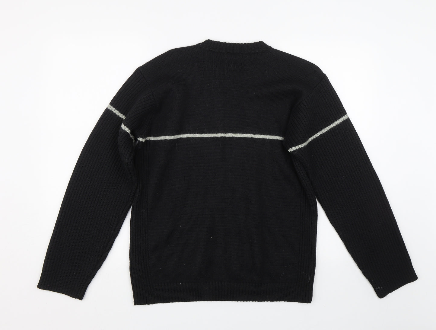 adidas Mens Black Striped  Pullover Jumper Size L