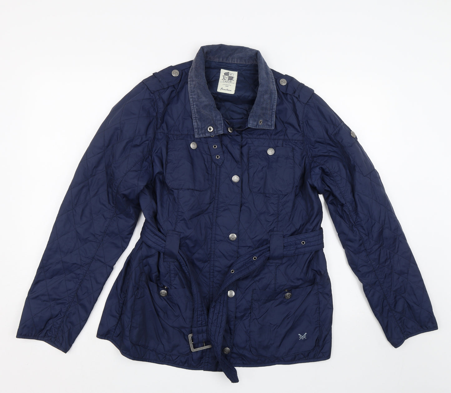 Crew Clothing Womens Blue Argyle/Diamond  Quilted Coat Size 14