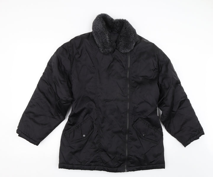 Abstract Womens Black   Bomber Jacket Coat Size 12