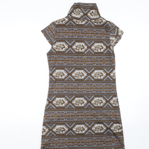Mela London Womens Brown Fair Isle  Jumper Dress  Size S