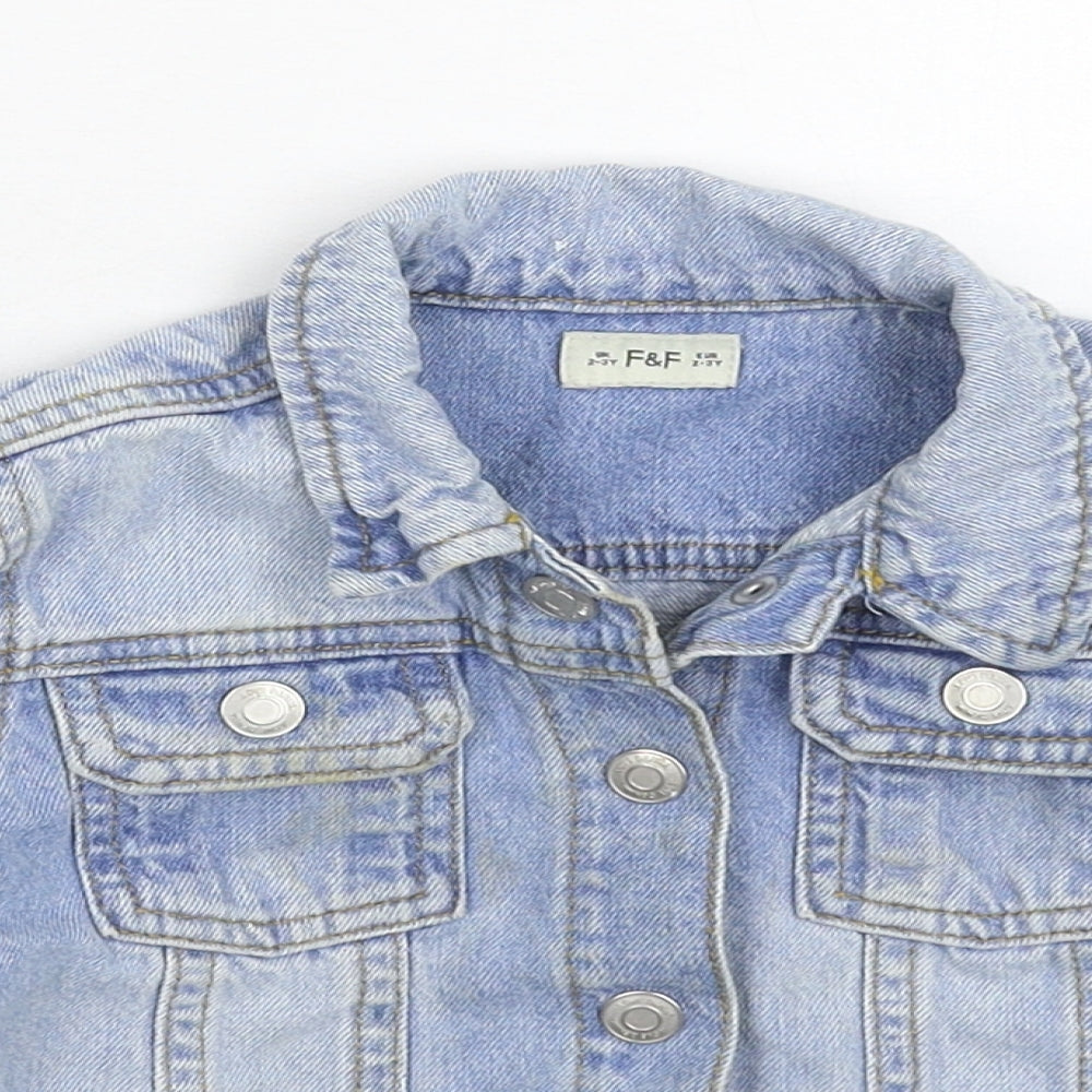 F&F Boys Blue  Denim Jacket  Size 2-3 Years