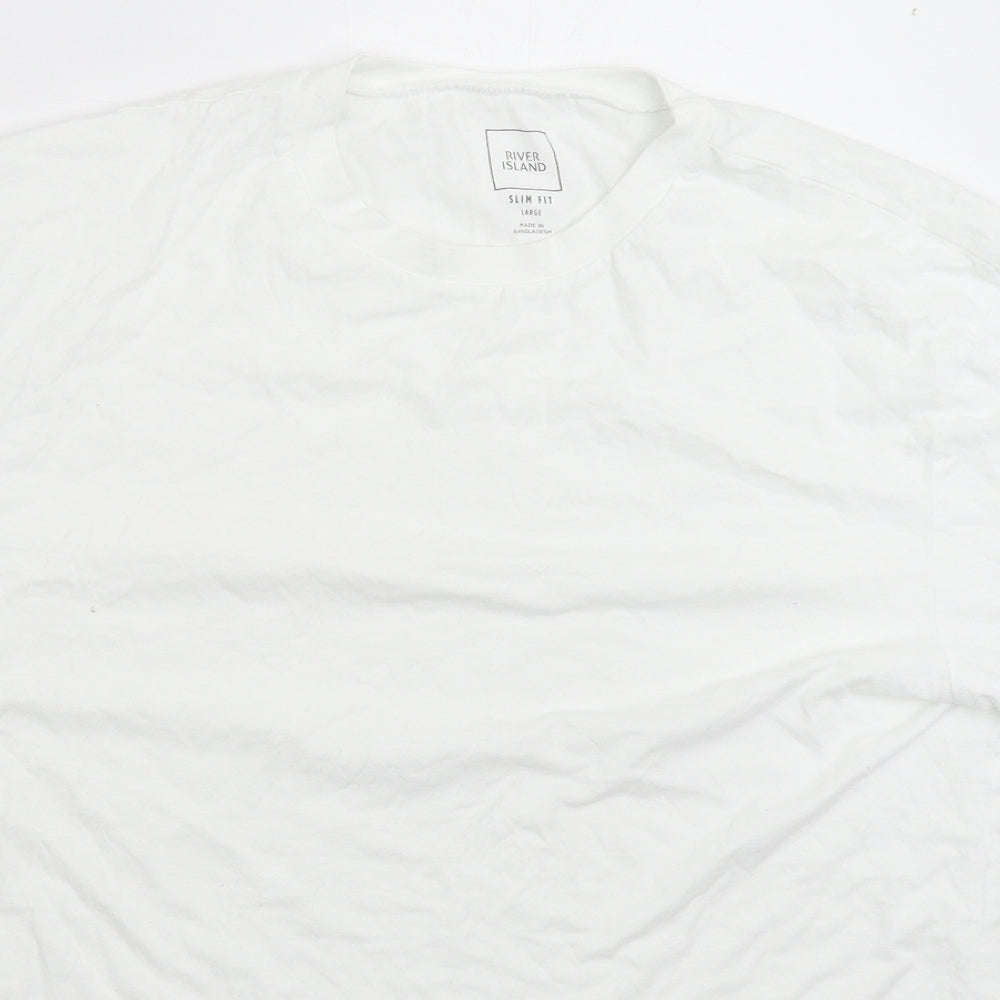 River Island Mens White    T-Shirt Size L