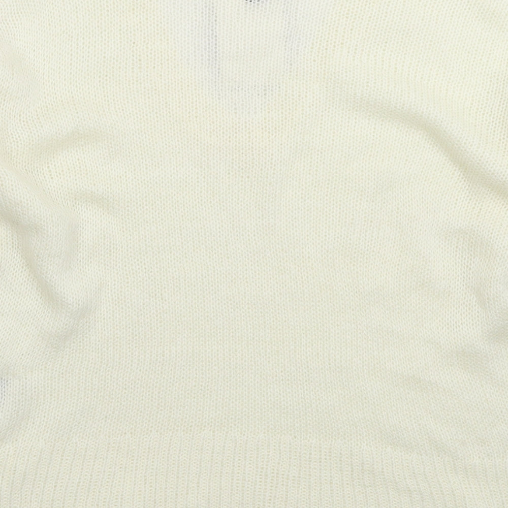 Brave Soul Womens White  Knit Pullover Jumper Size L