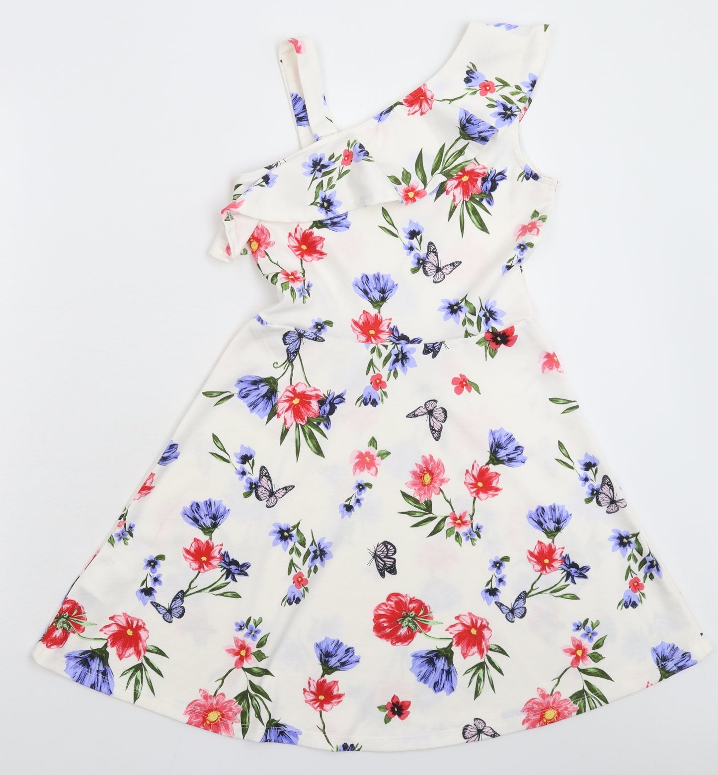 H&M Girls White Floral  Fit & Flare  Size 11-12 Years