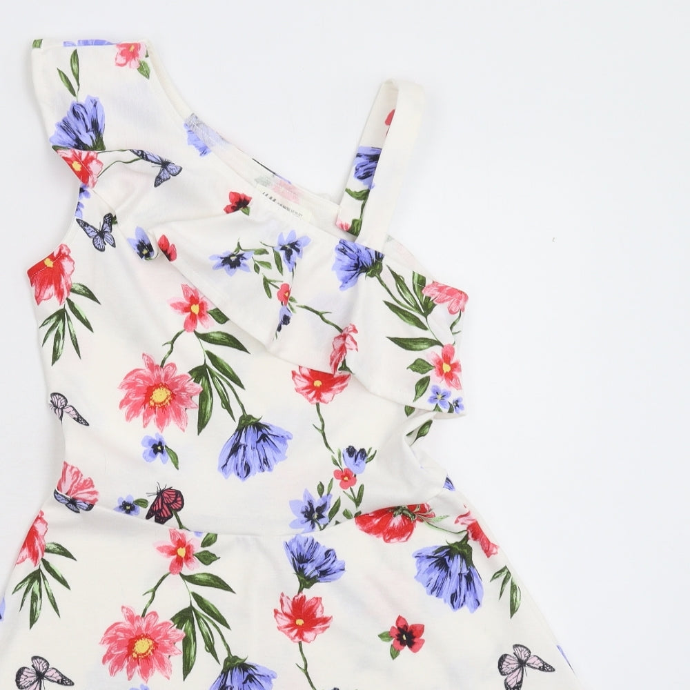 H&M Girls White Floral  Fit & Flare  Size 11-12 Years