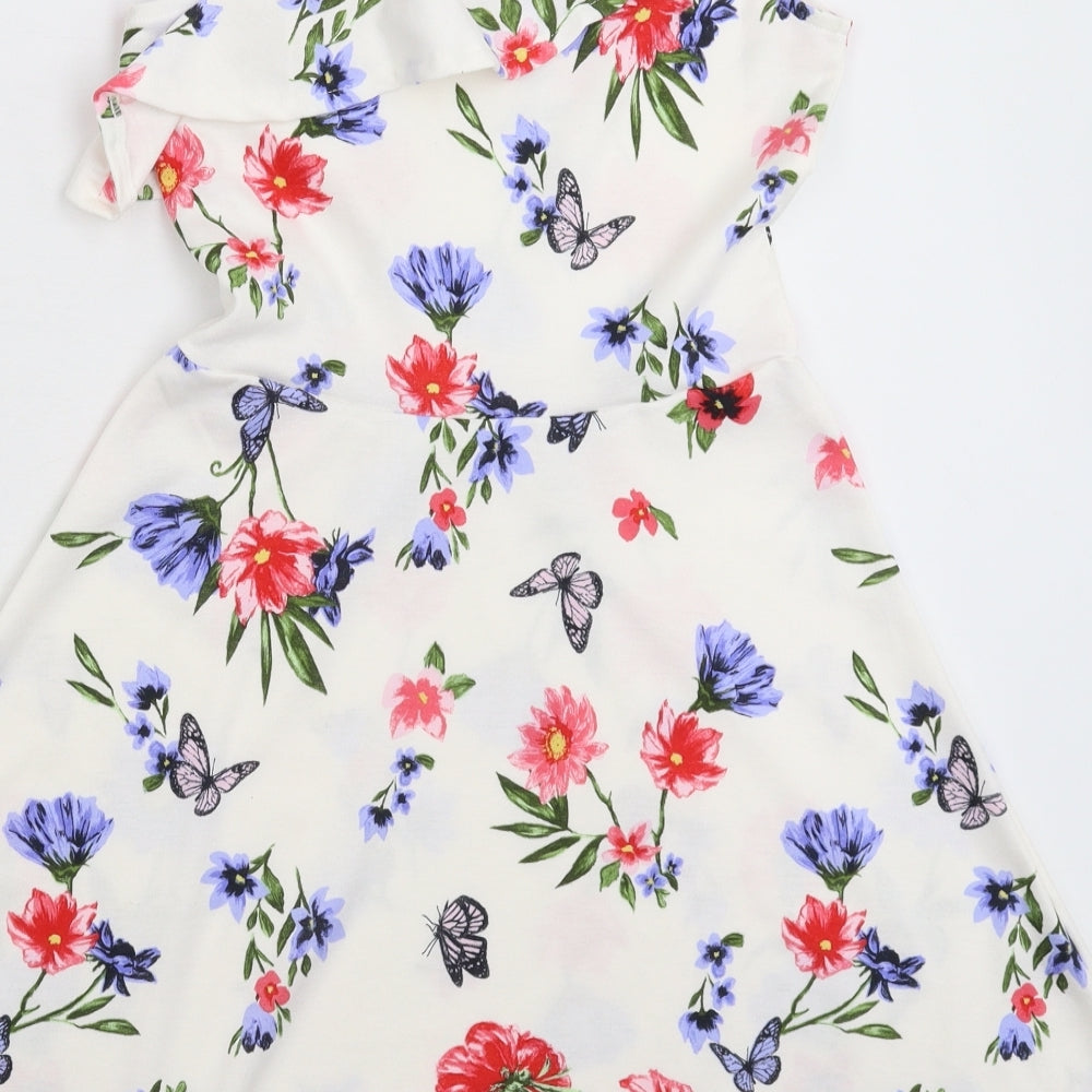 H&M Girls White Floral  Fit & Flare  Size 11-12 Years