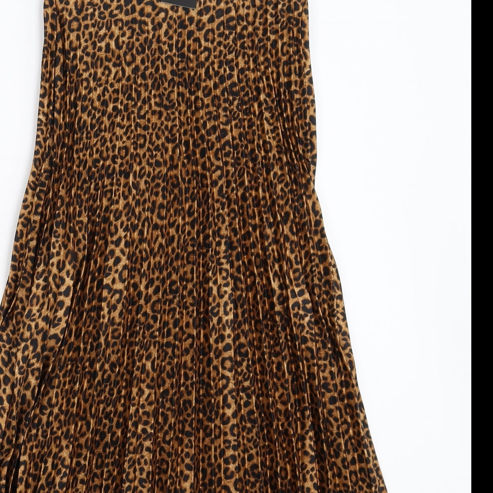 New Look Womens Multicoloured Animal Print  Pleated Skirt Size 6