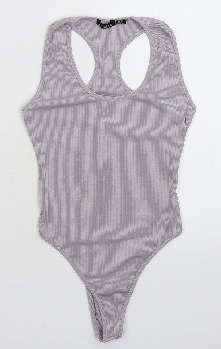 Boohoo Womens Grey Bodysuit One-Piece Size 6