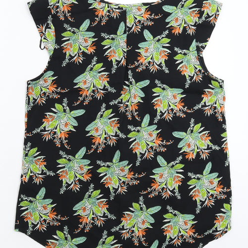 Peacocks Womens Black Floral  Basic Tank Size 10