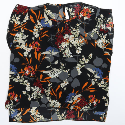 Marina Kaneva Womens Black Floral  Basic Blouse Size 12