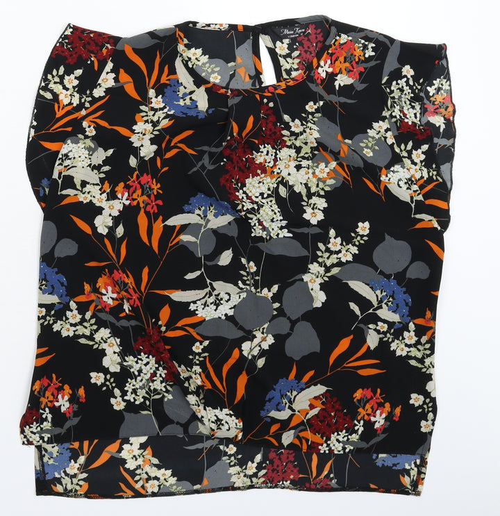 Marina Kaneva Womens Black Floral  Basic Blouse Size 12