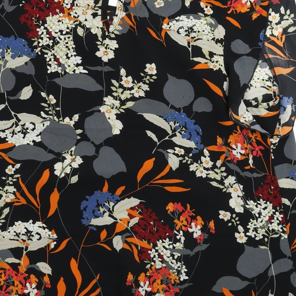 Marina Kaneva Womens Black Floral  Basic Blouse Size 12