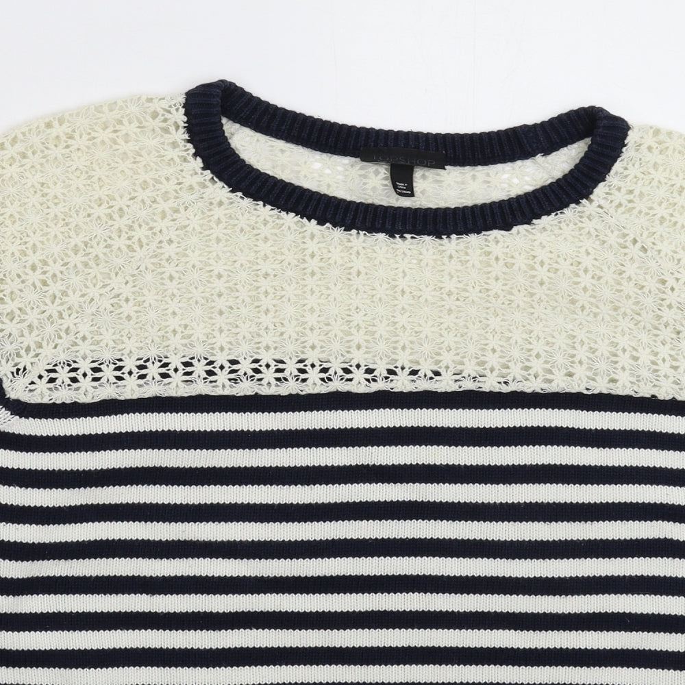 Topshop Womens Multicoloured Striped Knit Pullover Jumper Size 16