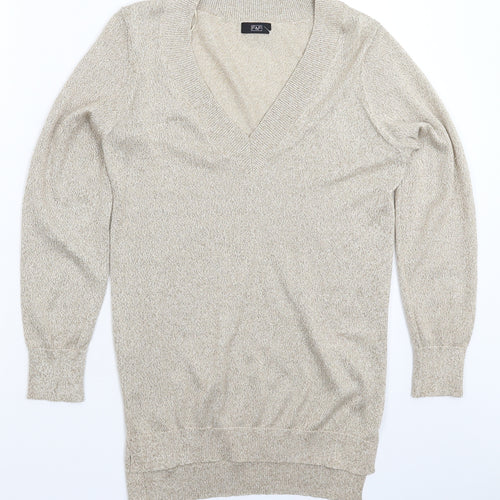 F&F Womens Gold  Knit Pullover Jumper Size 8