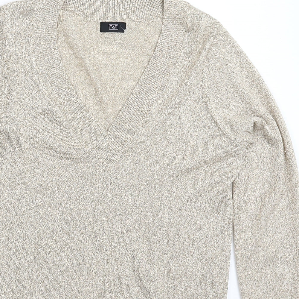 F&F Womens Gold  Knit Pullover Jumper Size 8