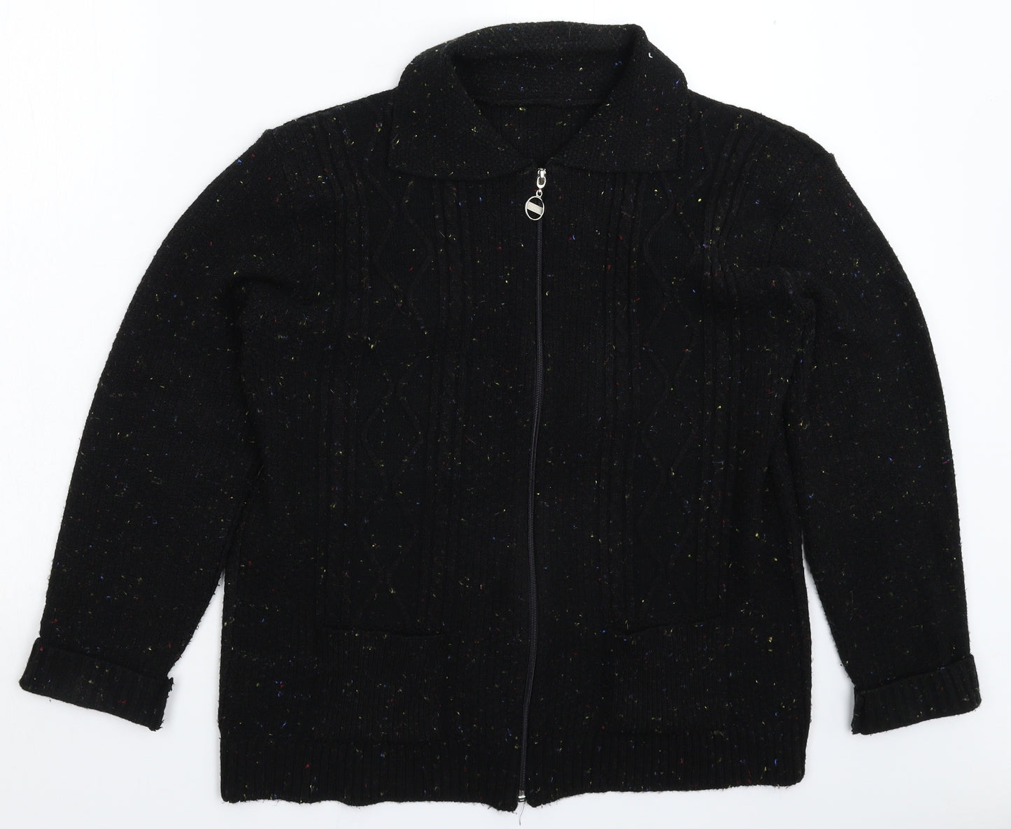 Preworn Womens Black  Knit Jacket Coatigan Size L