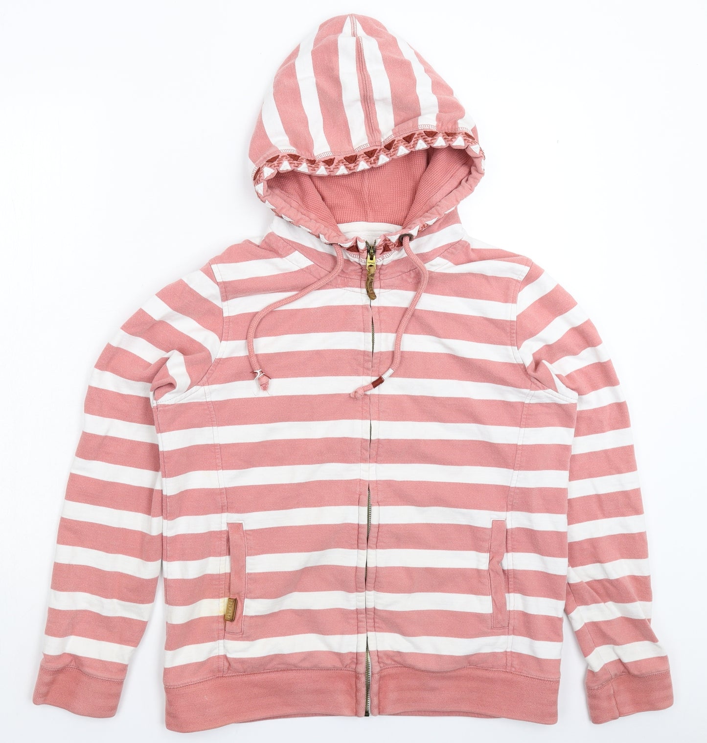 Fat Face Womens Pink Striped  Full Zip Hoodie Size 14