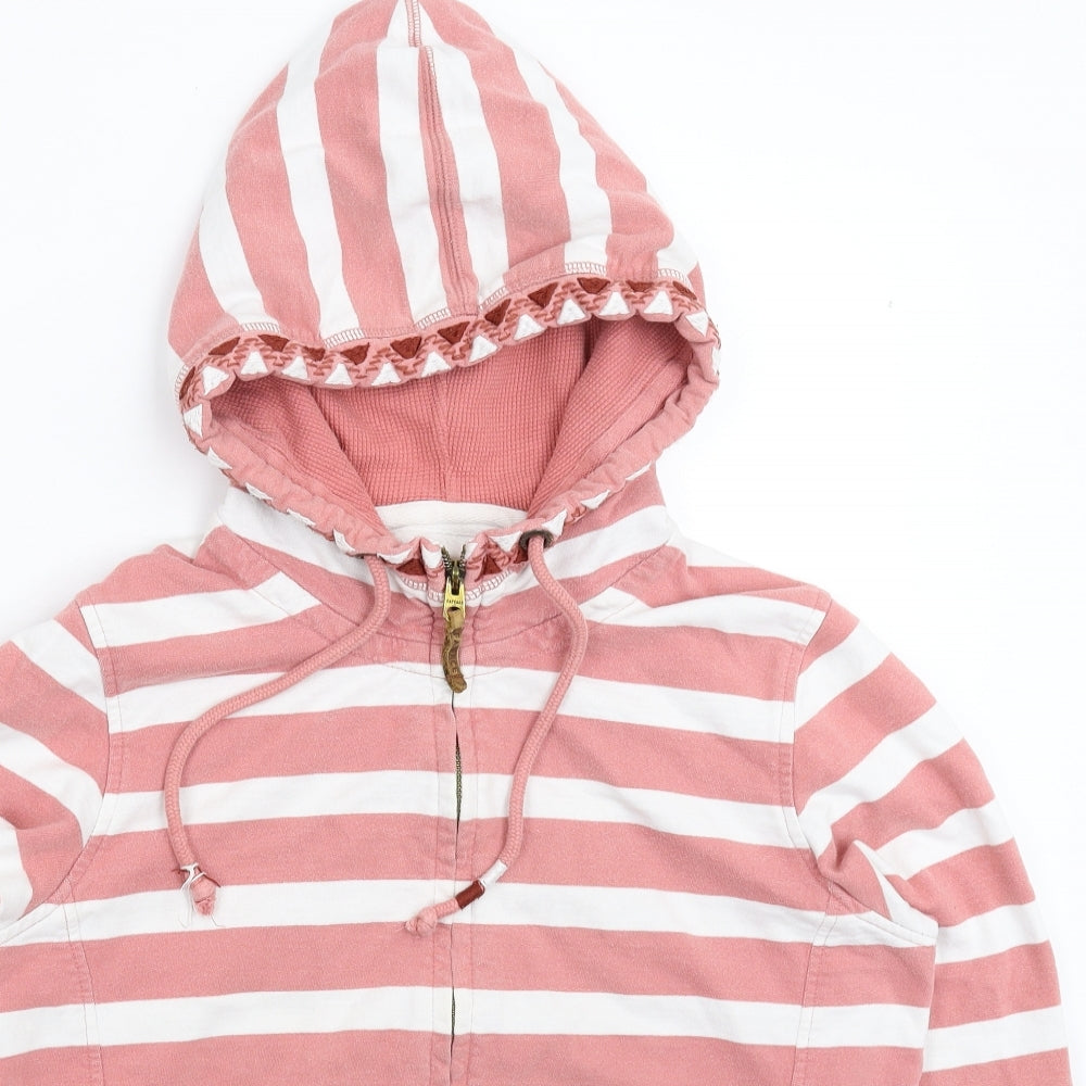 Fat Face Womens Pink Striped  Full Zip Hoodie Size 14