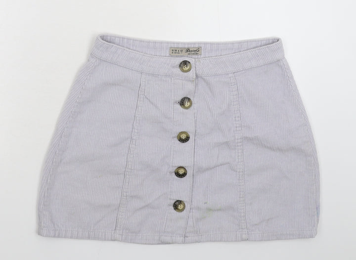 Denim & Co. Womens Grey  Corduroy A-Line Skirt Size 10