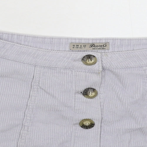 Denim & Co. Womens Grey  Corduroy A-Line Skirt Size 10