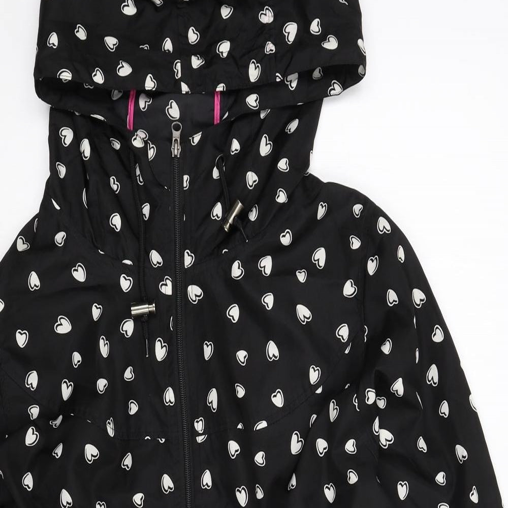 Denim & Co. Womens Black   Rain Coat Coat Size M