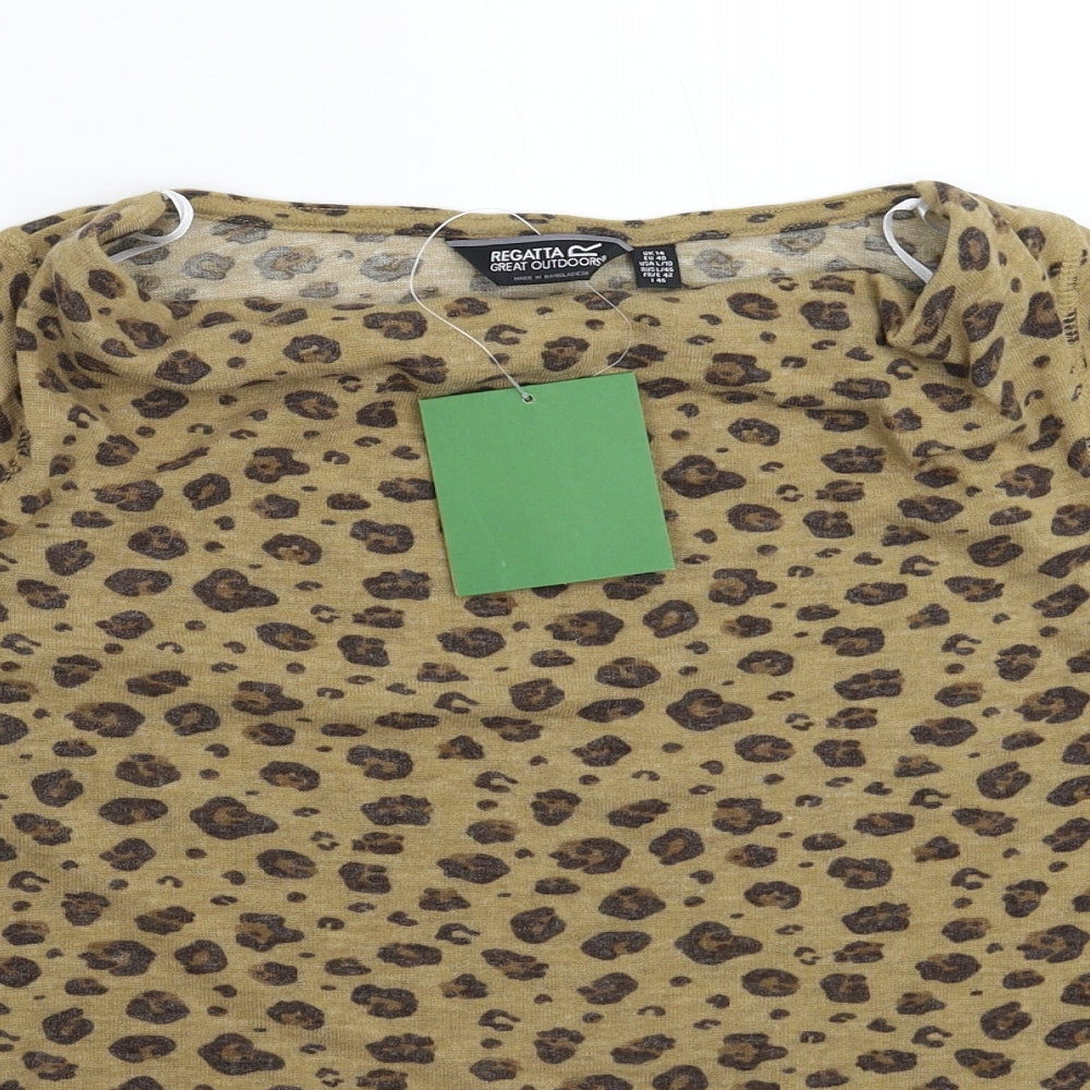 Regatta Womens Beige Animal Print Knit Pullover Jumper Size 14