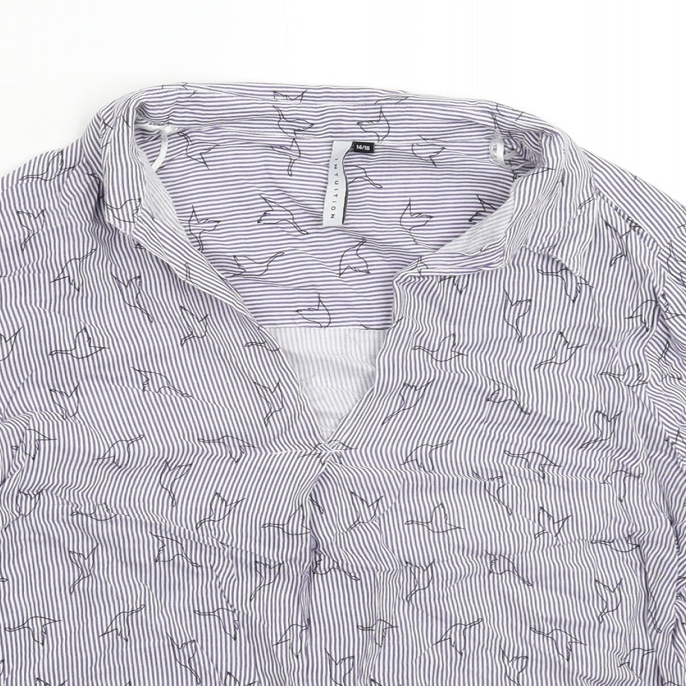 Intuition Womens Multicoloured Striped  Basic T-Shirt Size 16