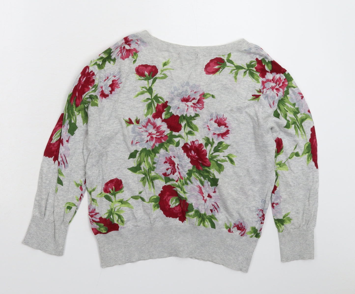 South Womens Grey Floral Knit Cardigan Jumper Size 16