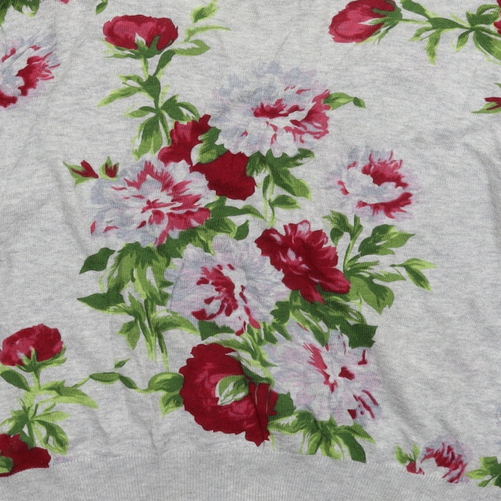 South Womens Grey Floral Knit Cardigan Jumper Size 16