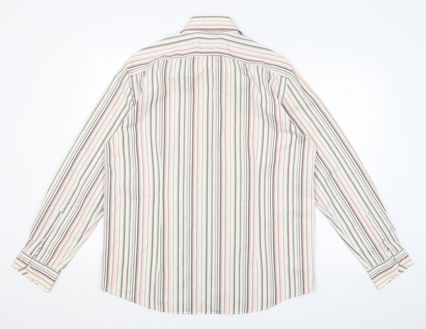 NEXT Mens Ivory Striped   Dress Shirt Size L