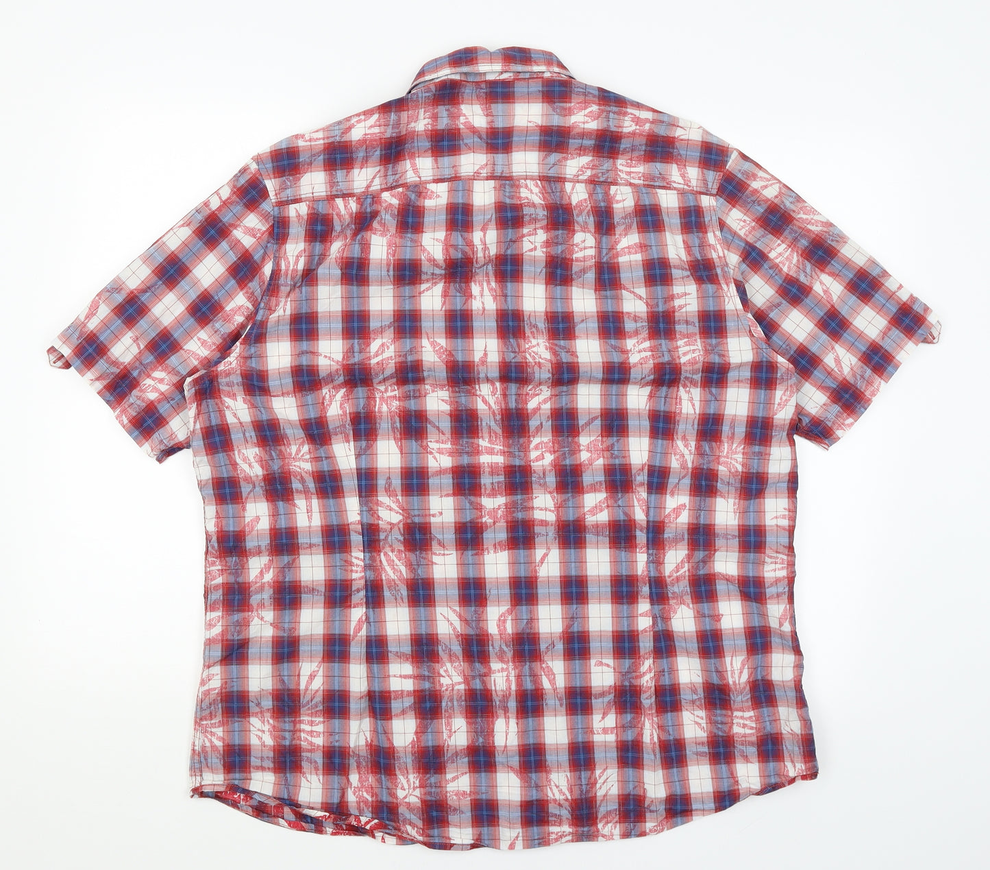 Burton Menswear Mens Red Plaid   Button-Up Size XL