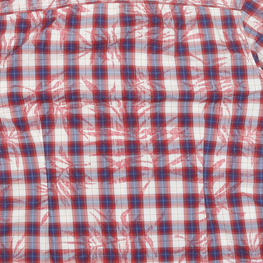 Burton Menswear Mens Red Plaid   Button-Up Size XL