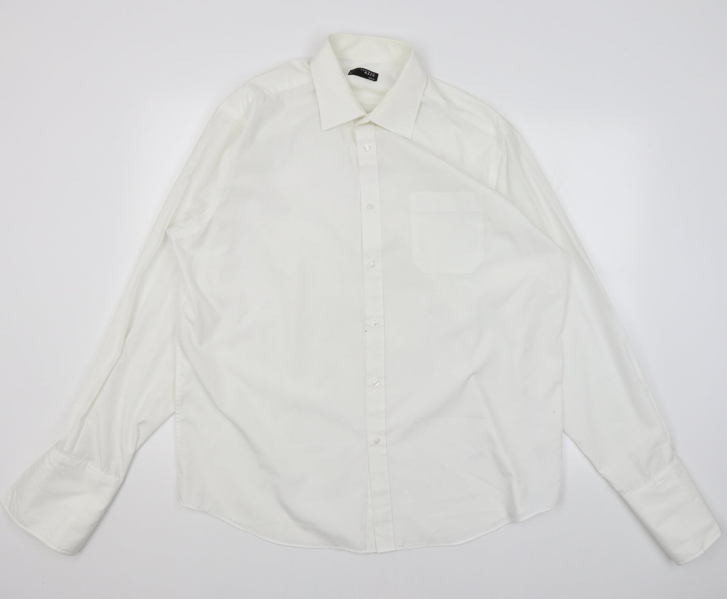Thomas Nash Mens White    Dress Shirt Size 17