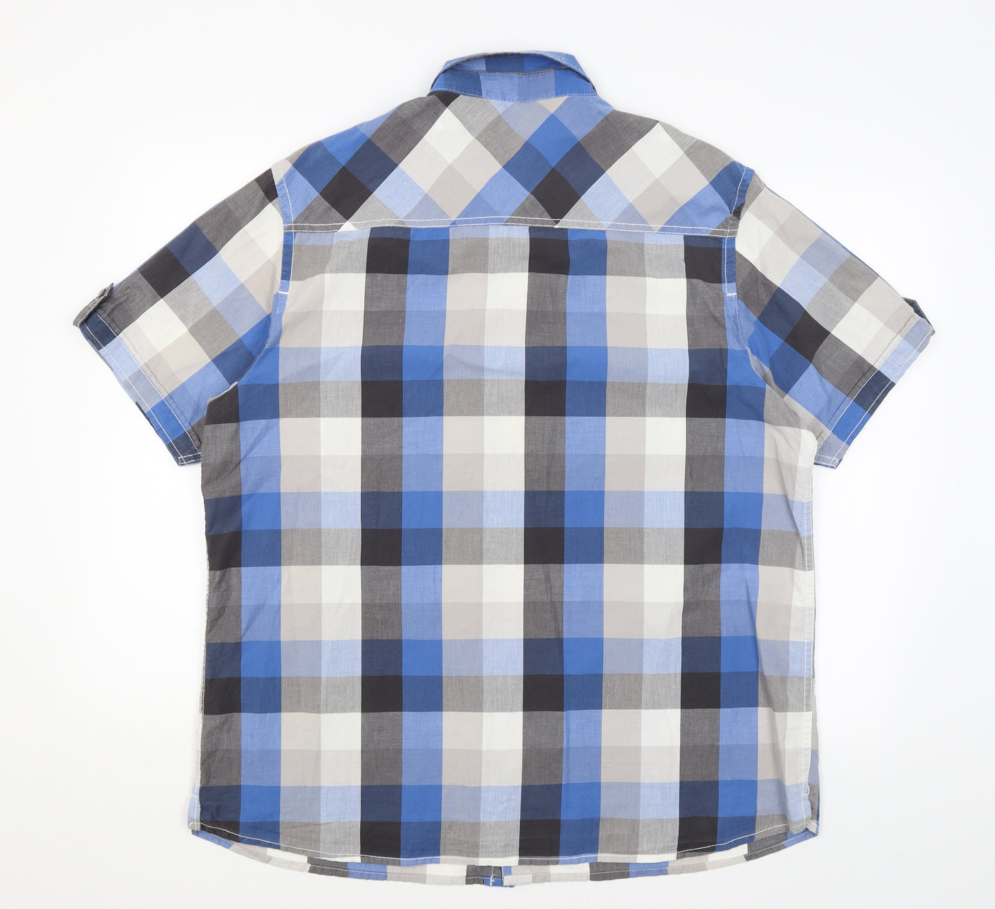 George Mens Blue Check   Button-Up Size XL