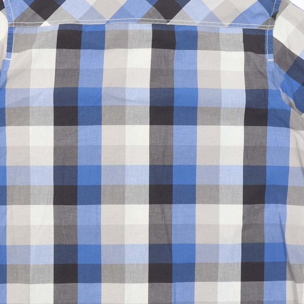 George Mens Blue Check   Button-Up Size XL