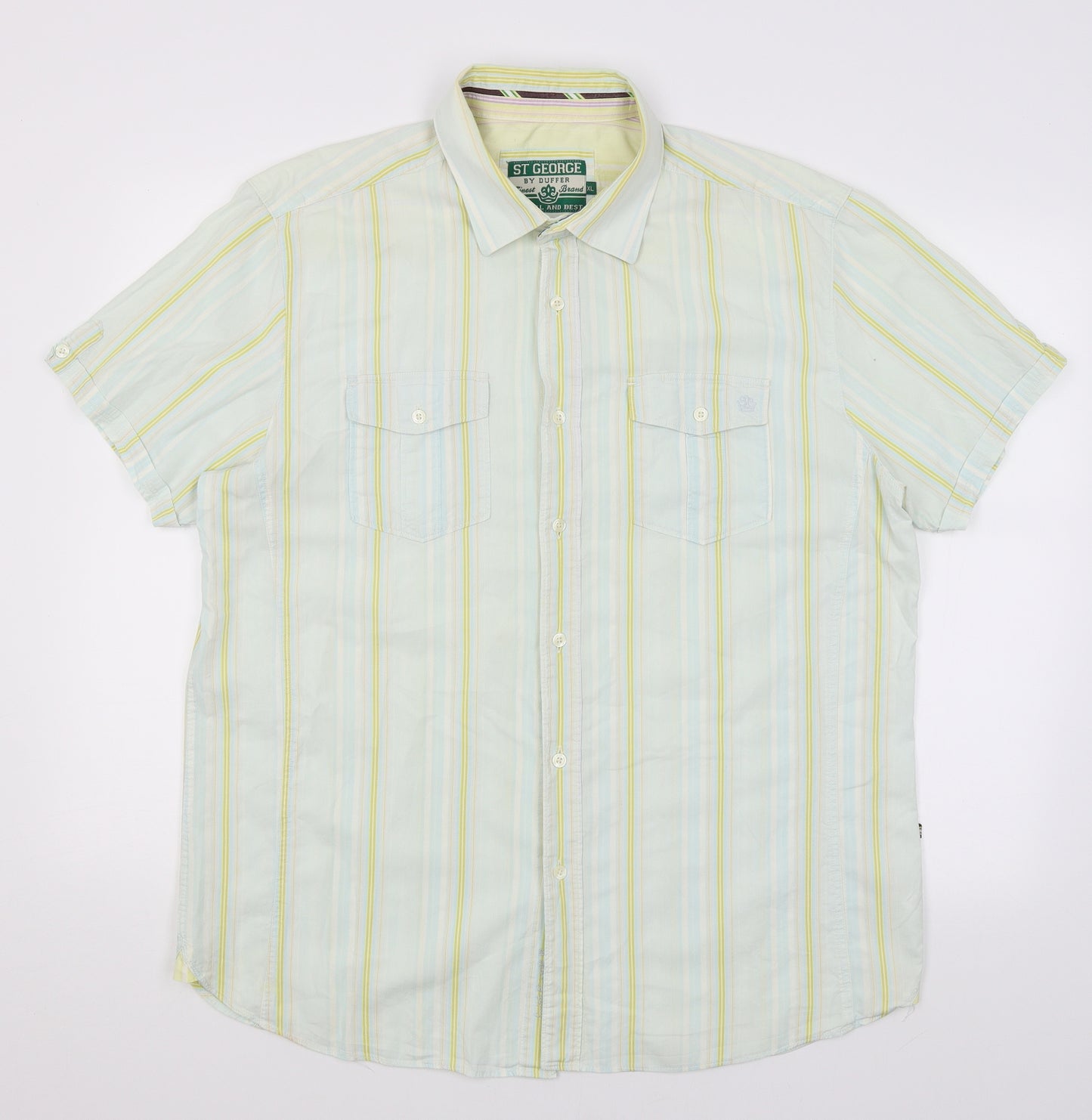 St George Mens Blue Striped   Button-Up Size XL