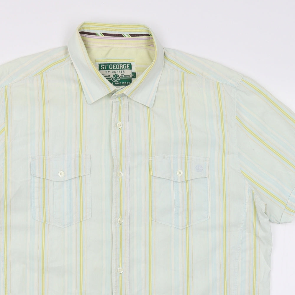 St George Mens Blue Striped   Button-Up Size XL