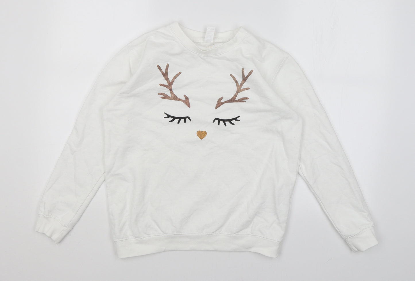 Lipsy Girls White   Pullover Jumper Size 12-13 Years  - Deer Face