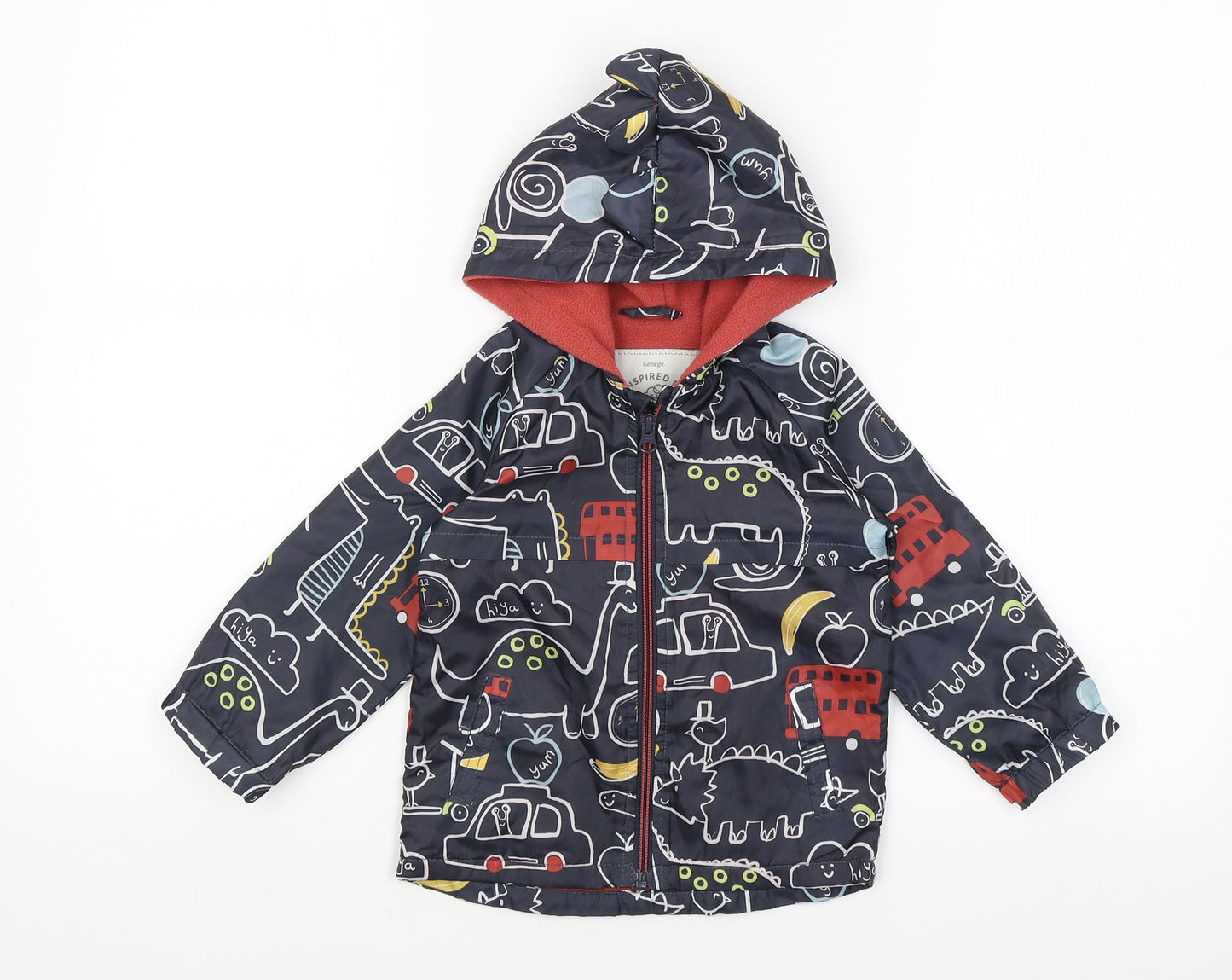George Baby Grey   Rain Coat Coat Size 12-18 Months  - Cartoon Animals