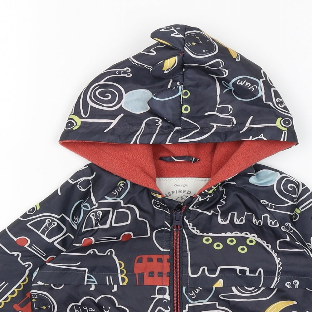 George Baby Grey   Rain Coat Coat Size 12-18 Months  - Cartoon Animals