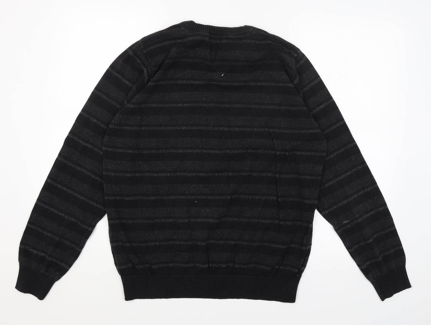 Urban Spirit Mens Black Striped  Pullover Jumper Size L