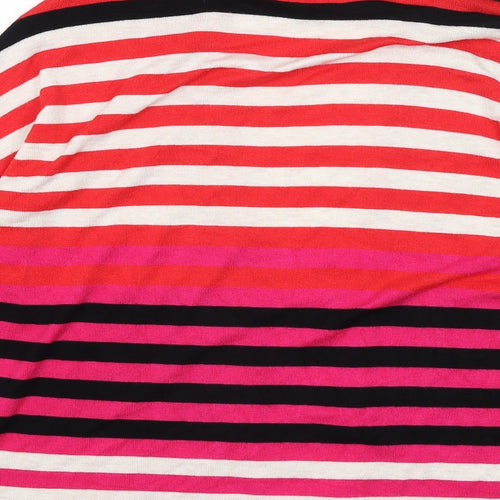 M&S Womens White Striped  Cardigan Jumper Size 12