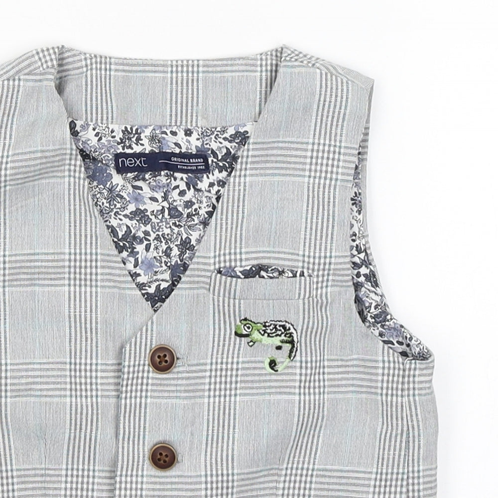 NEXT Boys Grey Check  Jacket Waistcoat Size 2-3 Years  - Animal